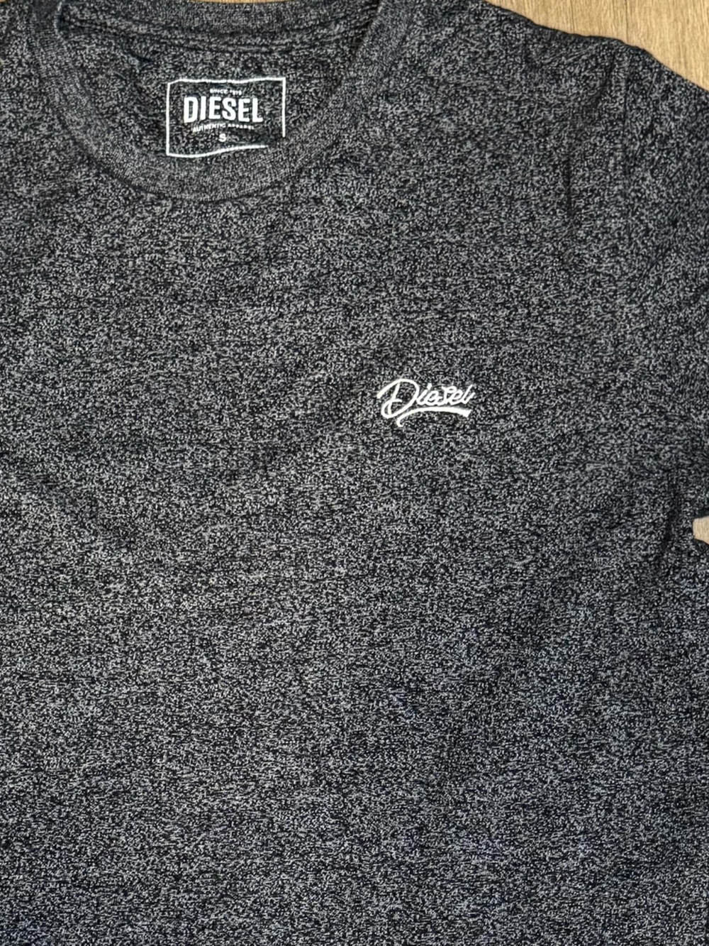 🟢3/$30 Diesel Essential Tee Heather Grey Shirt Crewneck Embroidered Logo Small